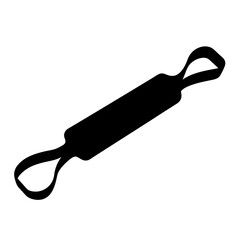 Black silhouette of a bath back scrubber with handle loops on the ends