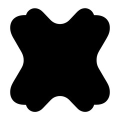 Amorphous black blob with smooth edges against a plain white background