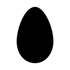 Simple graphic representation of an egg shape in black on white backdrop