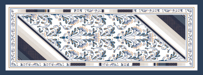 digital silk scarf design with seamless textile pattern