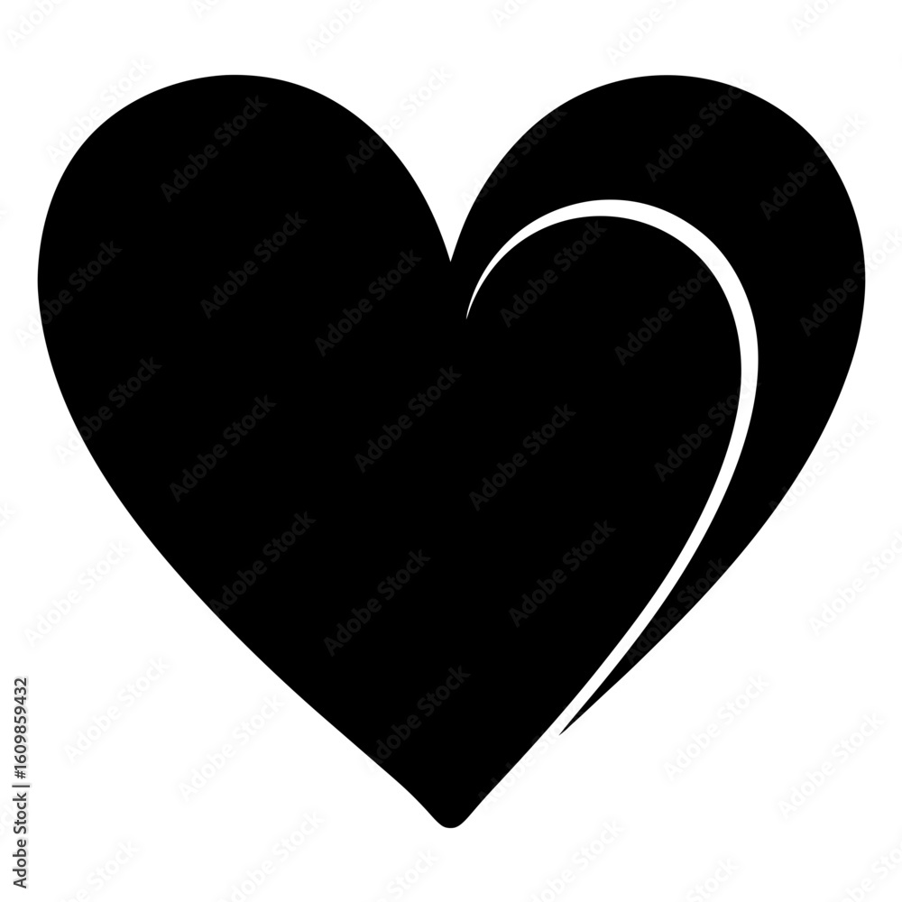 Poster stylized heart with a unique design element in black and white color