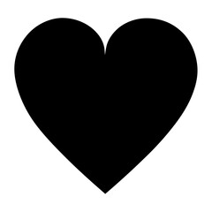 Solid Black Heart Shape Isolated on a White Background for Design
