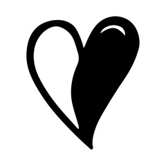 Stylized Heart Silhouette with Outlined and Solid Forms, Symbolizing Love