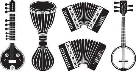 "Global Rhythms: Vector Icons of Traditional Instruments"