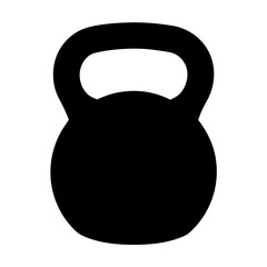Solid Black Kettlebell Isolated on White Background for Fitness and Strength Training