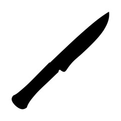 Silhouette of a sharp edged knife with a dark handle