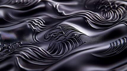 Naklejka premium Silky black and blue satin fabric with smooth, rippled waves creates a luxurious fashion background design