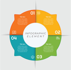 4 Options or Steps Infographic Element with Flat Style for presentations, reports, and web