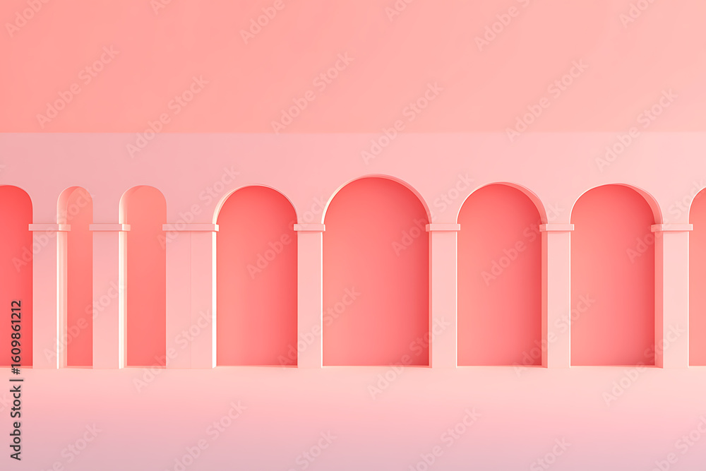 Poster minimalist architecture: a series of arches create a simple, yet visually appealing scene. the monoc