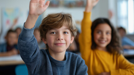Fototapeta premium Joyful Students Engaging in Collaborative Learning in Classroom Setting