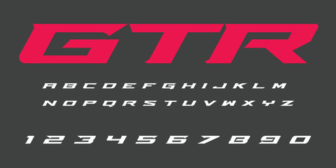 Obraz premium GTR Racing Speed Alphabet Font Vector Bold Sport Typography Letters Download it in high resolution format and print in any size