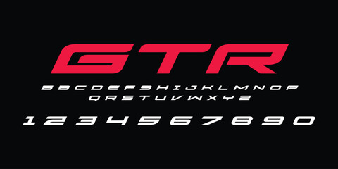 Obraz premium GTR Racing Speed Alphabet Font Vector Bold Sport Typography Letters Download it in high resolution format and print in any size