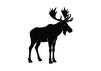 Moose silhouette black vector white background