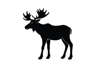 Moose silhouette black vector white background
