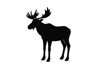 Moose silhouette black vector white background