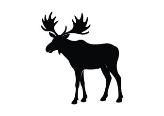 Moose silhouette black vector white background