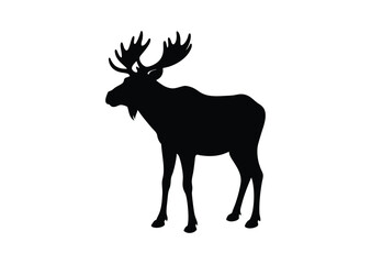 Moose silhouette black vector white background