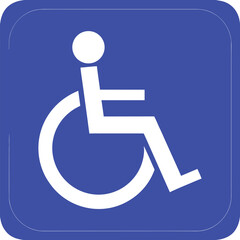 White wheelchair accessibility symbol on a rounded corner blue square background wheelchair symbol