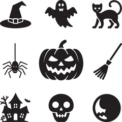 Simple Halloween Icons Set for Design Projects.