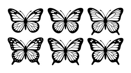Obraz premium Black and White Butterfly Vector Illustrations for Graphic Design Projects and Creative Arts and Crafts Simple Insect Outlines