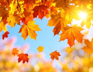 Vibrant autumn leaves against a bright blue sky (1)