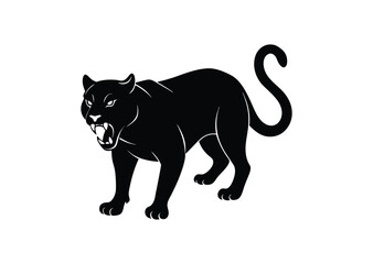 Obraz premium Angry panther silhouette black vector white background