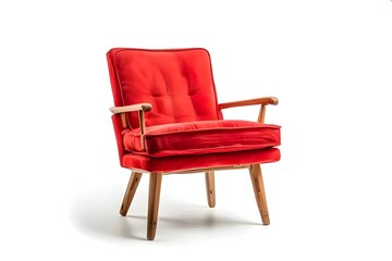 Fototapeta premium A casual photo of red chair with white background. It's a casual photo.