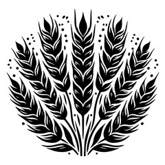 Obraz premium Black and White Stylized Wheat Stalks Arrangement.