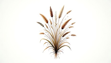 Minimalist Artistic Illustration of Wheat Stalks on White Background a Serene and Elegant Botanical Image for Design