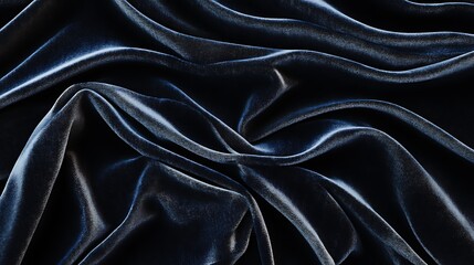 Obraz premium Elegant black satin and silk fabric with smooth, shiny waves creates a luxurious textile background