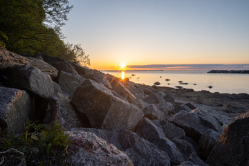 sonnenuntergang am meerblick. stille meer , Meer spiegelt
