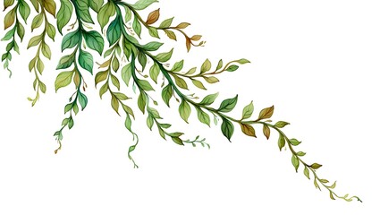 Watercolor Greenery Border with Lush Foliage for Invitations and Designs Natural Element