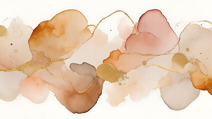 Abstract Ink Painting with Gold Accents in Earth Tones for Modern Art Designs and Creative Backgrounds