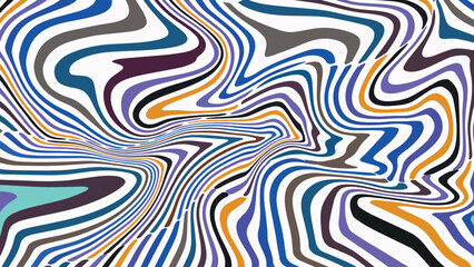 Vintage retro style abstract vector background featuring red, yellow, and multicolored dynamic wave patterns in 60s 70s psychedelic design across horizontal and vertical orientations