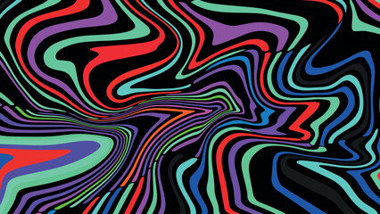 Horizontal and vertical abstract background with flowing colorful waves in red and yellow retro tones, groovy 60s 70s inspired vector design for fashion, print, and branding