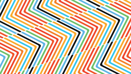Multicolor retro wave background with red and yellow curved lines in vintage 60s 70s psychedelic style, abstract vector design for posters, wallpapers, and visual art projects