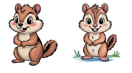 Naklejka premium squirrel : cartoon color pencil illustration isolated on white background