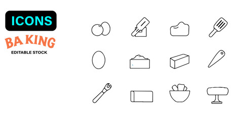 "Flat Cartoon Baking Tools & Ingredients Set – Pastel Clipart"