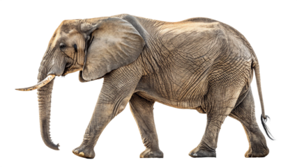 Isolated african elephant walking wildlife animal safari mammal tusks trunk gray skin large herbivore nature zoo