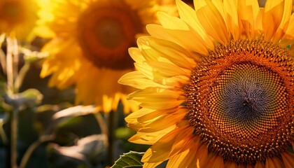 Fototapeta premium close up of sunflowers in full bloom vibrant and radiant