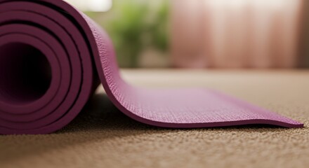 Yoga mat roll unrolling edge shadow curve