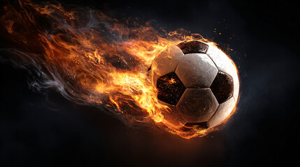 Fototapeta premium Fiery Soccer Ball in Motion Dynamic Sports Graphic