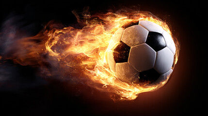 Fototapeta premium Fiery Soccer Ball in Motion Dynamic Sports Image