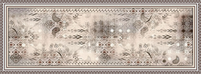 digital silk scarf design with seamless textile pattern