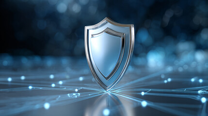 Fototapeta premium Shield on a network representing cybersecurity and data protection concept