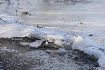 Melting ice on the lake