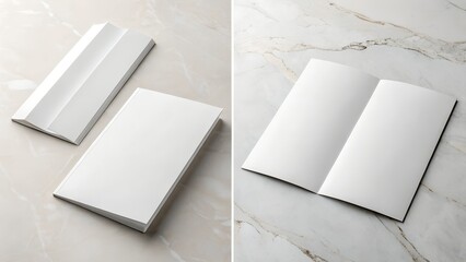 Blank Magazine Mockup on Marble Background for Editorial or Advertising Design