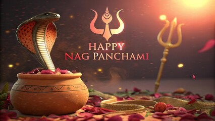 Nag Panchami, Close-up of cobra emerging dramatically from sacred ceremonial sand mound.