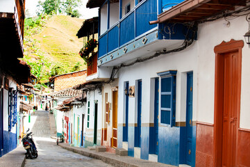 Beautiful streets of the colonial town of Concepcion in Antioquia, Colombia.