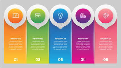 5 Options or Steps Infographic Element with Gradient Style for presentations, reports, and web